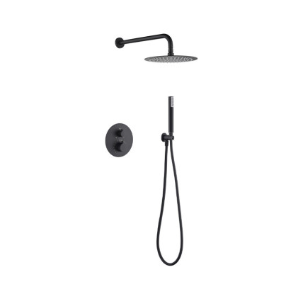 CONJUNTO DUCHA EMPOTRADO TERMOSTÁTICO IMEX MONZA NEGRO MATE GTM039/NG