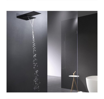 CONJUNTO DUCHA EMPOTRADO TERMOSTÁTICO IMEX RODAS NEGRO MATE GTR049/NG