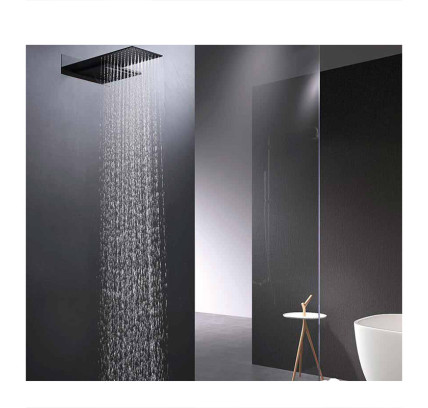 CONJUNTO DUCHA EMPOTRADO TERMOSTÁTICO IMEX RODAS NEGRO MATE GTR049/NG