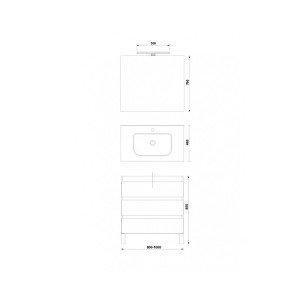 CONJUNTO MUEBLE BAÑO GALA DAILY 100CM 3 CAJONES + LAVABO + ESPEJO BLANCO BRILLO