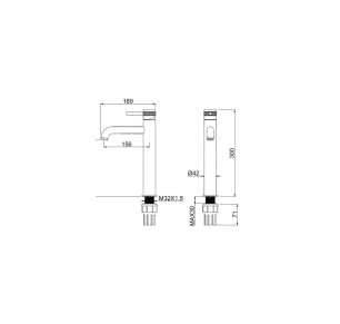 MONOMANDO LAVABO ALTO SKY BATH DIAMOND PVD ORO CEPILLADO