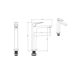 MONOMANDO LAVABO ALTO SKY BATH INFINITE PVD NEGRO CRISTAL