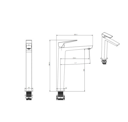 MONOMANDO LAVABO ALTO SKY BATH INFINITE PVD NEGRO CRISTAL
