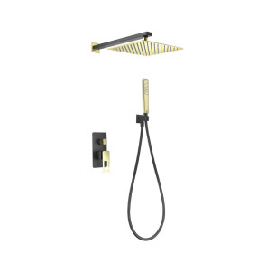 CONJUNTO DUCHA MONOMANDO EMPOTRADO IMEX SUECIA NEGRO/ORO BDC032-6NGOLD