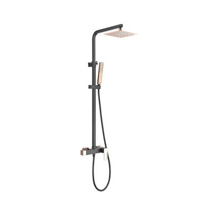 COLUMNA DUCHA MONOMANDO IMEX SUECIA NEGRO/ORO ROSA BDC032/NOR