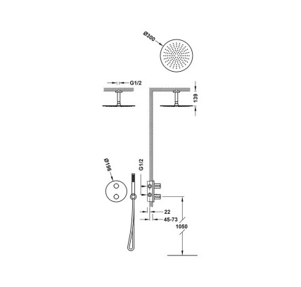 TERMOSTATICA DUCHA EMPOTRADA TECHO TRES THERM-BOX ACERO 26225003AC