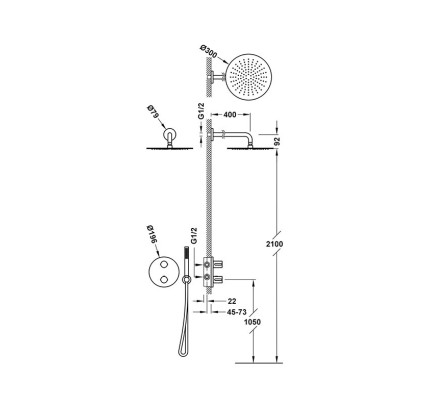 TERMOSTATICA DUCHA EMPOTRADA MURAL TRES THERM-BOX ACERO 26225004AC
