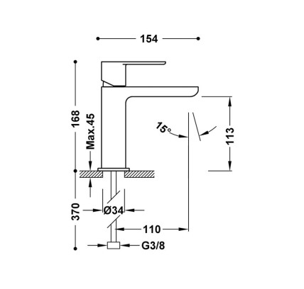 MONOMANDO LAVABO LOFT-TRES ACERO 20010301AC