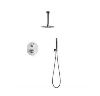 CONJUNTO DUCHA EMPOTRADO MONOMANDO IMEX MONZA NÍQUEL CEPILLADO GPT039/NQ