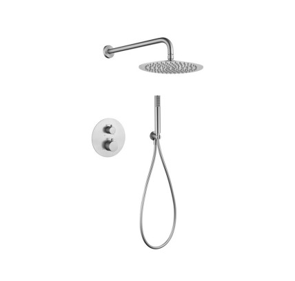 CONJUNTO DUCHA EMPOTRADO TERMOSTÁTICO IMEX MONZA NÍQUEL CEPILLADO GTM039/NQ