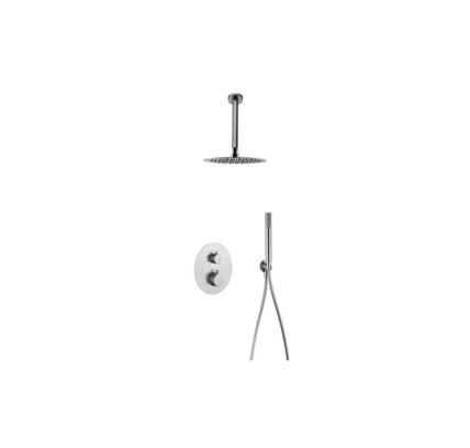 CONJUNTO DUCHA EMPOTRADO TERMOSTÁTICO IMEX MONZA NÍQUEL CEPILLADO GTT039/NQ