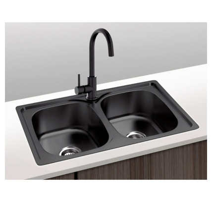 FREGADOR PLASTIMODUL DUBLÍN SOBRE ENCIMERA 80X44 2 SENOS PVD NEGRO