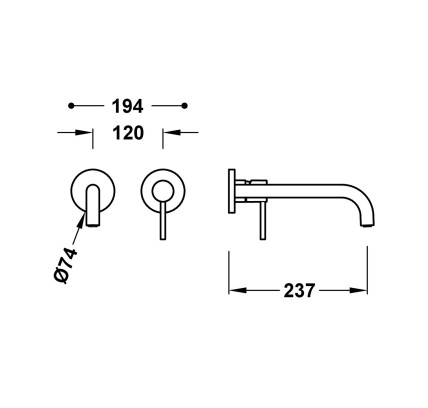 MONOMANDO LAVABO EMPOTRADO STUDY TRES ACERO 262300