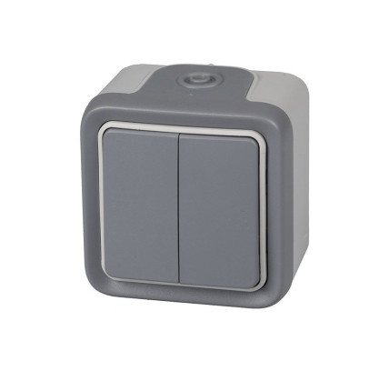 CONMUTADOR DOBLE ESTANCO LEGRAND PLEXO SUPERFICIE GRIS 191514