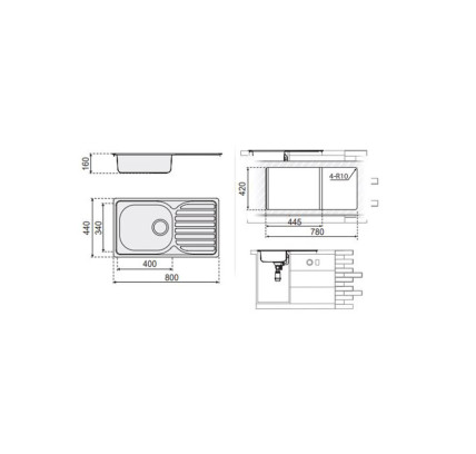 FREGADOR PLASTIMODUL VIENA SOBRE ENCIMERA 80X44 PVD NEGRO