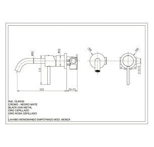 MONOMANDO LAVABO EMPOTRADO IMEX MONZA CROMO GLM039
