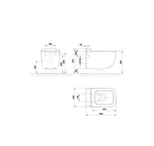 INODORO SUSPENDIDO GALA EOS 54X34 SALIDA HORIZONTAL 34172