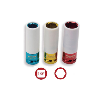 JUEGO 3 LLAVES VASO IMPACTO HEXAGONAL DOGHER 1/2" LLANTAS ALUMINIO 575-001