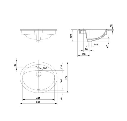 LAVABO ENCASTRE GALA NILA 56.5X47 BLANCO 17060