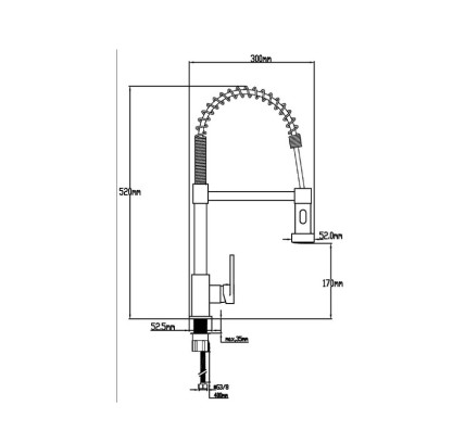 MONOMANDO INDUSTRIAL FREGADERO CON MANGUERA FLEXIBLE CROMO
