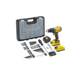 KIT TALADRO BRUSHLESS STANLEY V20 LI-LON 18V SFMCD715 + 100 ACCESORIOS (2X2AH + CARGADOR + CAJA)