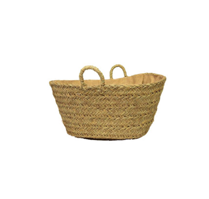 LEÑERO OVALADO ESPARTO 60X45X30 FORRADO 119-2