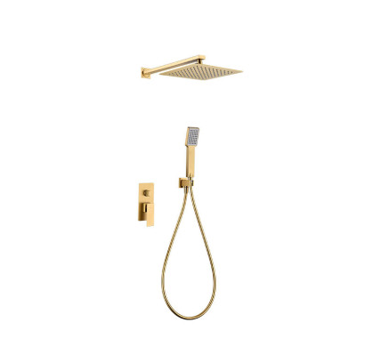 CONJUNTO DUCHA MONOMANDO EMPOTRADO IMEX PISA ORO CEPILLADO GPP048/OC