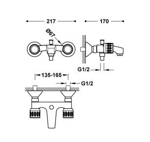 GRIFO BIMANDO BAÑO TRES ESE-23 CROMO 123170