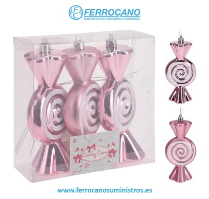 ADORNO NAVIDAD CARAMELO 3 PIEZAS