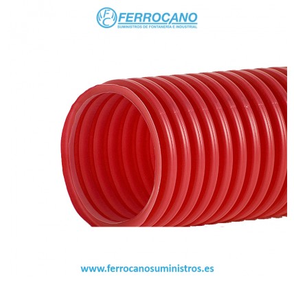TUBO CANAL ELÉCTRICO DOBLE PARED 450N Ø 110 ROJO (ROLLO 50 METROS)