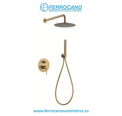 CONJUNTO DUCHA MONOMANDO EMPOTRADO IMEX LINE ORO CEPILLADO GPD038/OC