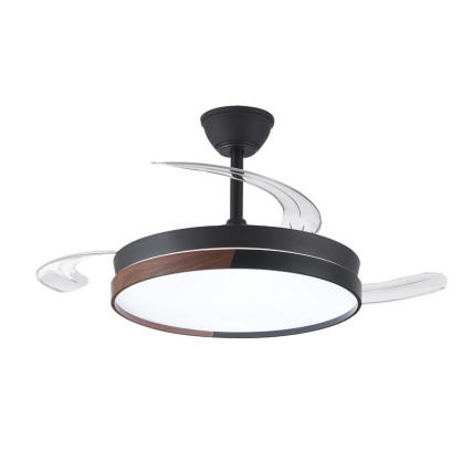 VENTILADOR TECHO ECORO 48CM 45W NEGRO/MADERA 85-069-25-180