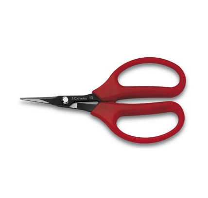 TIJERA UVA 3 CLAVELES RECTA 14CM 5.5' MANGO ROJO 00251