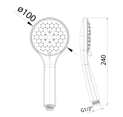 TELÉFONO DUCHA HEXAGON AIR Ø100MM