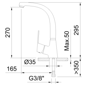GRIFO DE COCINA MONOMANDO 270MM CON CAÑO CONFORMADO N PANAM EVO XTREME