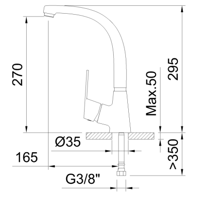 GRIFO DE COCINA MONOMANDO 270MM CON CAÑO CONFORMADO N PANAM EVO XTREME