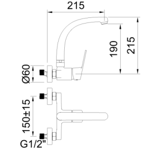 GRIFO DE COCINA MONOMANDO MURAL CON CAÑO CONFORMADO N PANAM EVO XTREME