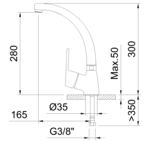 GRIFO DE COCINA MONOMANDO 280MM CON CAÑO CONFORMADO NF MASTER C1