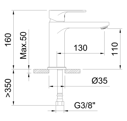 GRIFO DE LAVABO MONOMANDO 110MM 5L/MIN CH3 GUNMETAL ROCKET