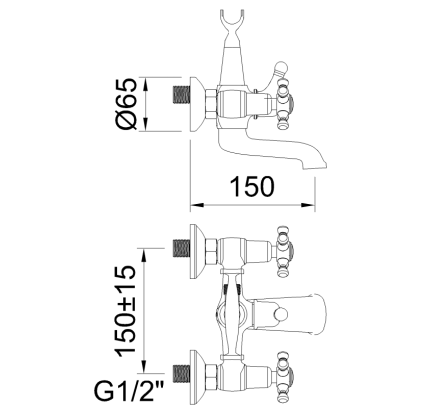 GRIFO DE BAÑO-DUCHA BIMANDO SIN ACCESORIOS WITH2 ANTIGONA