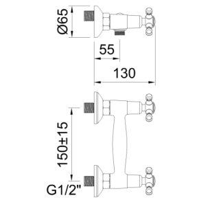 GRIFO DE DUCHA BIMANDO SIN ACCESORIOS WITH2 ANTIGONA