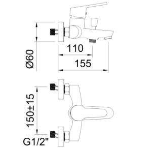 GRIFO DE BAÑO-DUCHA MONOMANDO SIN ACCESORIOS NF MASTER C1
