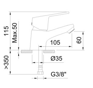 GRIFO DE LAVABO MONOMANDO 60MM NF ONE ECONATURE COLD OPEN C3