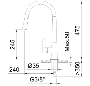 GRIFO DE COCINA MONOMANDO 245MM 2 FUNCIONES CHEF 3 EXTRAÍBLE ECONATURE COLD OPEN