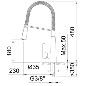 GRIFO DE COCINA MONOMANDO 180MM 2 FUNCIONES CHEF 4 ECONATURE COLD OPEN