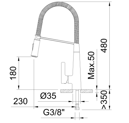 GRIFO DE COCINA MONOMANDO 180MM 2 FUNCIONES CHEF 4 ECONATURE COLD OPEN