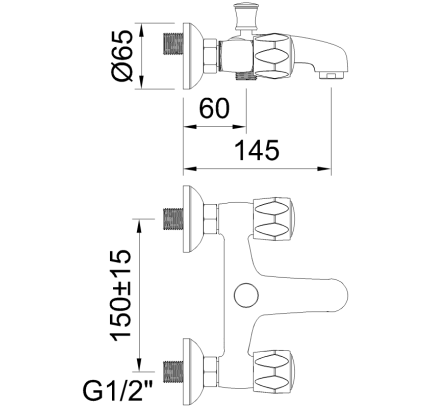GRIFO DE BAÑO-DUCHA BIMANDO G180 SIN ACCESORIOS NF WITH2 GUAYAMA