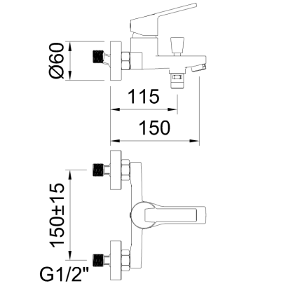 GRIFO DE BAÑO-DUCHA MONOMANDO SIN ACCESORIOS NF SMART C1