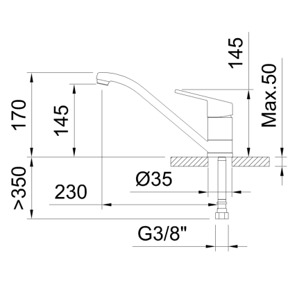 GRIFO DE COCINA MONOMANDO 145MM NF ONE ECONATURE COLD OPEN C3