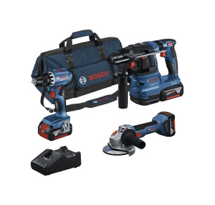 PACK BOSCH ATORNILLADOR GSR 18V-45 + AMOLADORA GWS 18V-8 + MARTILLO GBH 18V-22 (3X4AH+1X8AH PROCORE+CARGADOR+BOLSA)